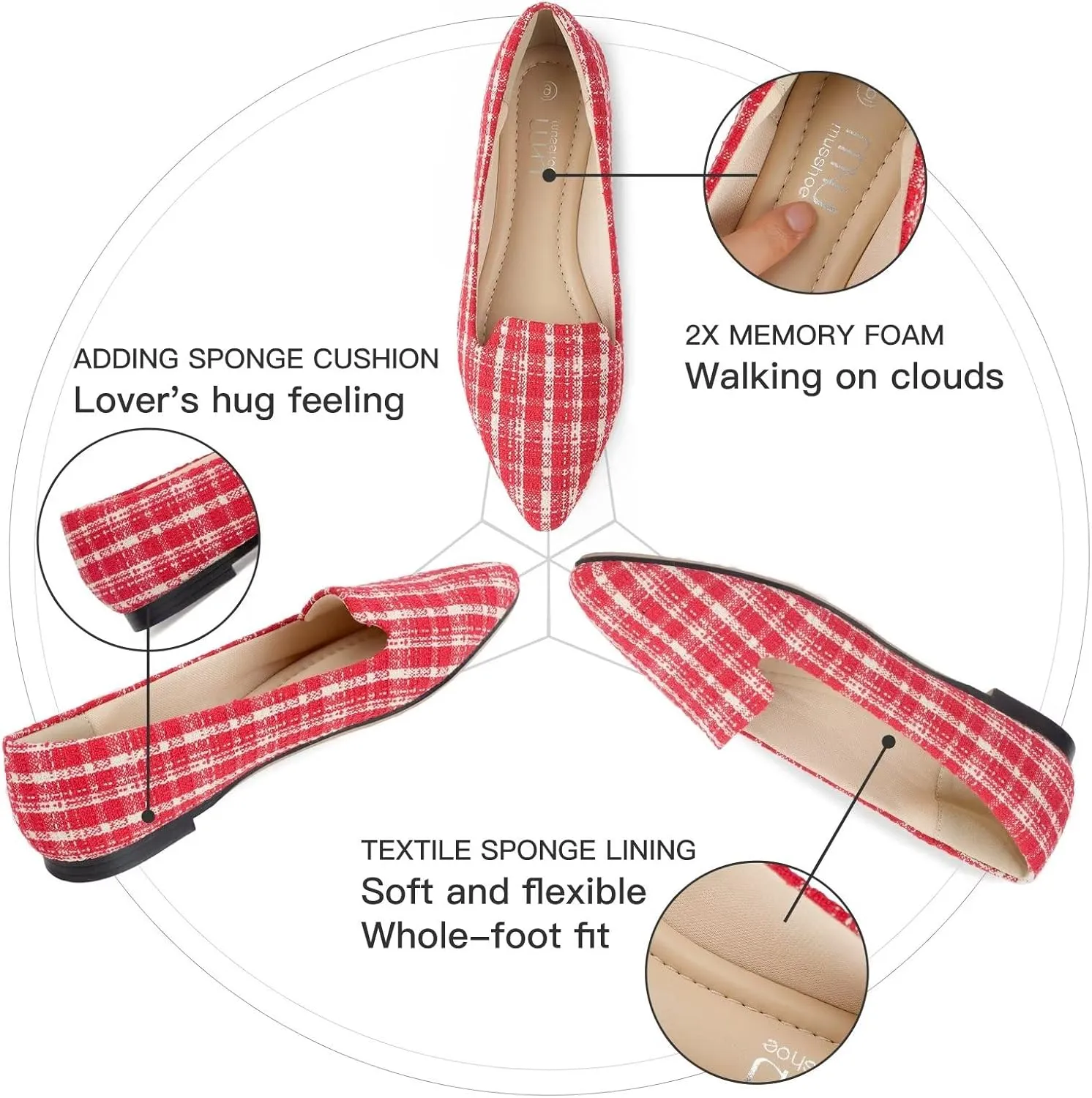 MUSSHOE Flat Shoes Women Comfortable Slip on Women's Flats
