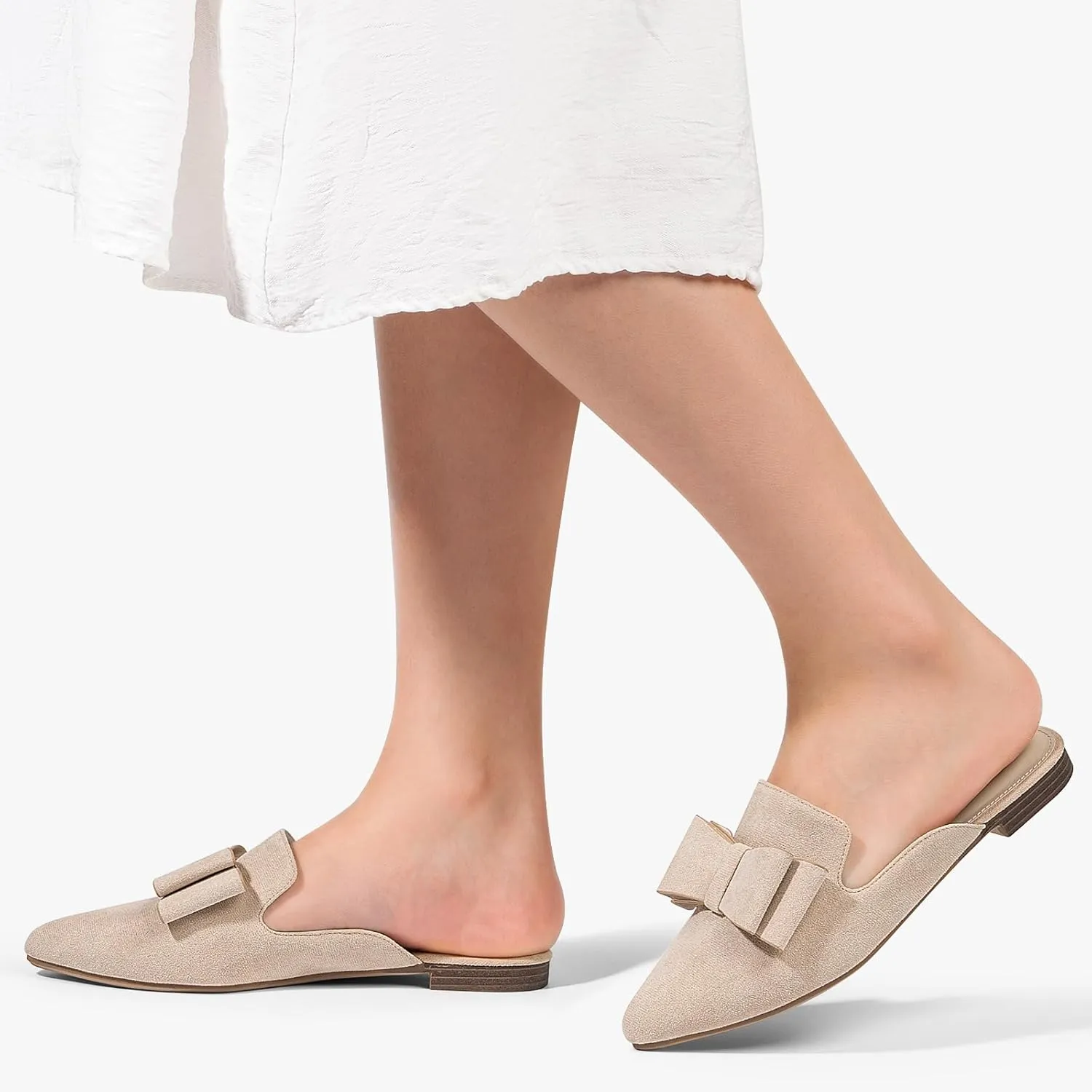 MUSSHOE Mules for Women Flats Comfortable Pointed Toe Slip on Women Mules Flats…