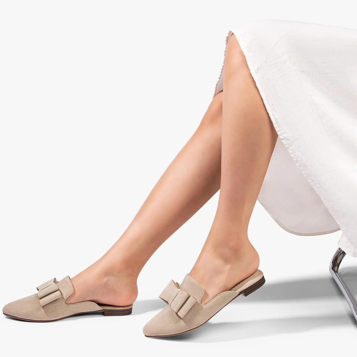 MUSSHOE Mules for Women Flats Comfortable Pointed Toe Slip on Women Mules Flats…