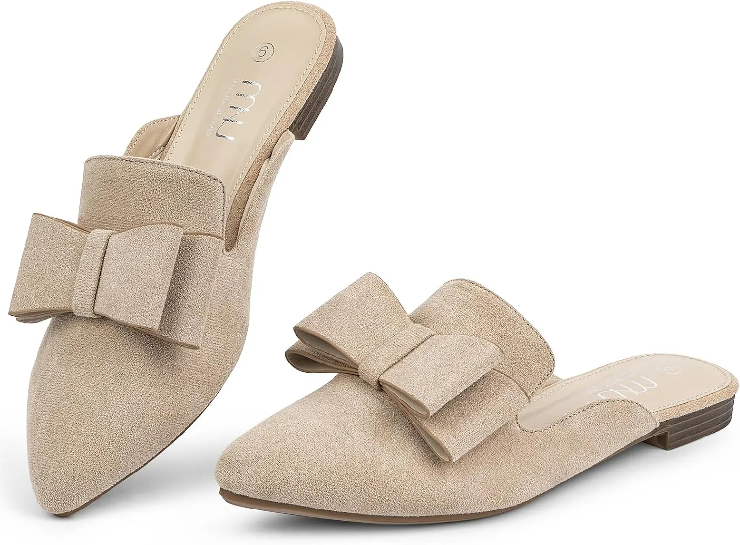 MUSSHOE Mules for Women Flats Comfortable Pointed Toe Slip on Women Mules Flats…