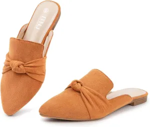 MUSSHOE Mules for Women Flats Comfortable Pointed Toe Slip on Women Mules Flats…
