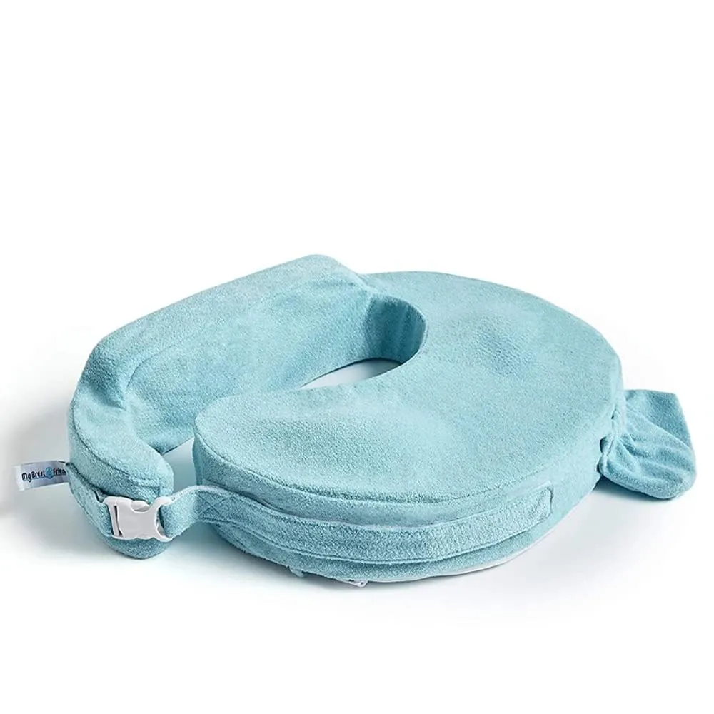 My Brest Friend Nursing Pillow - Deluxe - Enhanced Comfort w/ Slipcover - Ergonomic Breastfeeding Pillow For Ultimate Support For Mom & Baby - Adjustable Pillow W/ Handy Side Pocket, Aqua