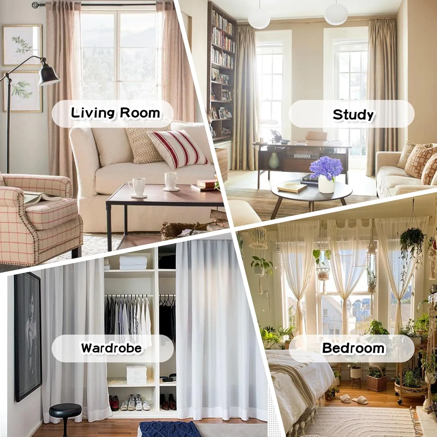 MYSKY HOME White Curtains for Bedroom 54 Inch Long Double Layer Curtains for Kids Room Kithen Pom Pom Sheer Nursery Curtains Short Grommet Room Darkening Small Window Curtains 2 Panels 52 x 54 in