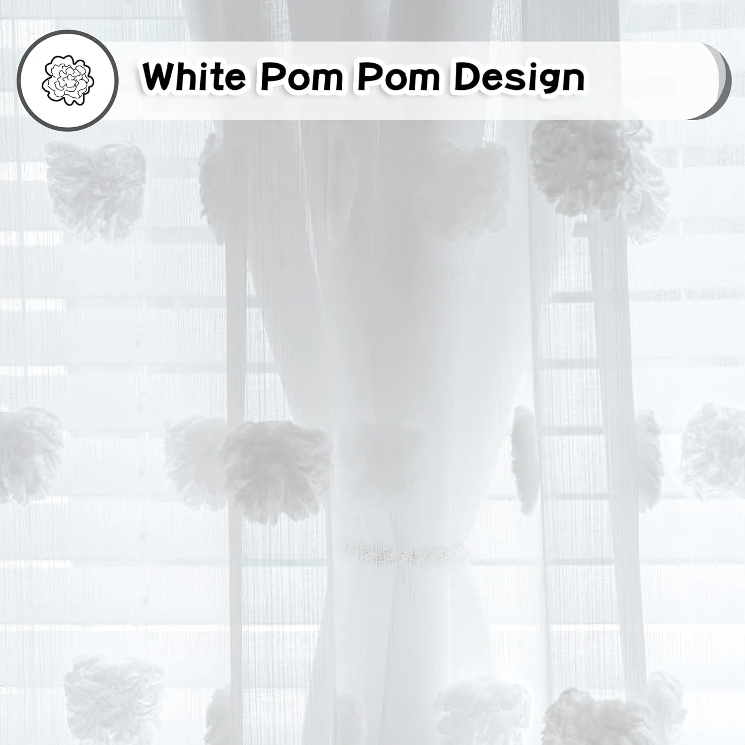 MYSKY HOME White Curtains for Bedroom 54 Inch Long Double Layer Curtains for Kids Room Kithen Pom Pom Sheer Nursery Curtains Short Grommet Room Darkening Small Window Curtains 2 Panels 52 x 54 in