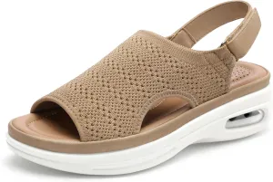 mysoft Women's Comfortable Air Cushion Support Walking Sandals Breathable Knit Slingback Platform Shoes