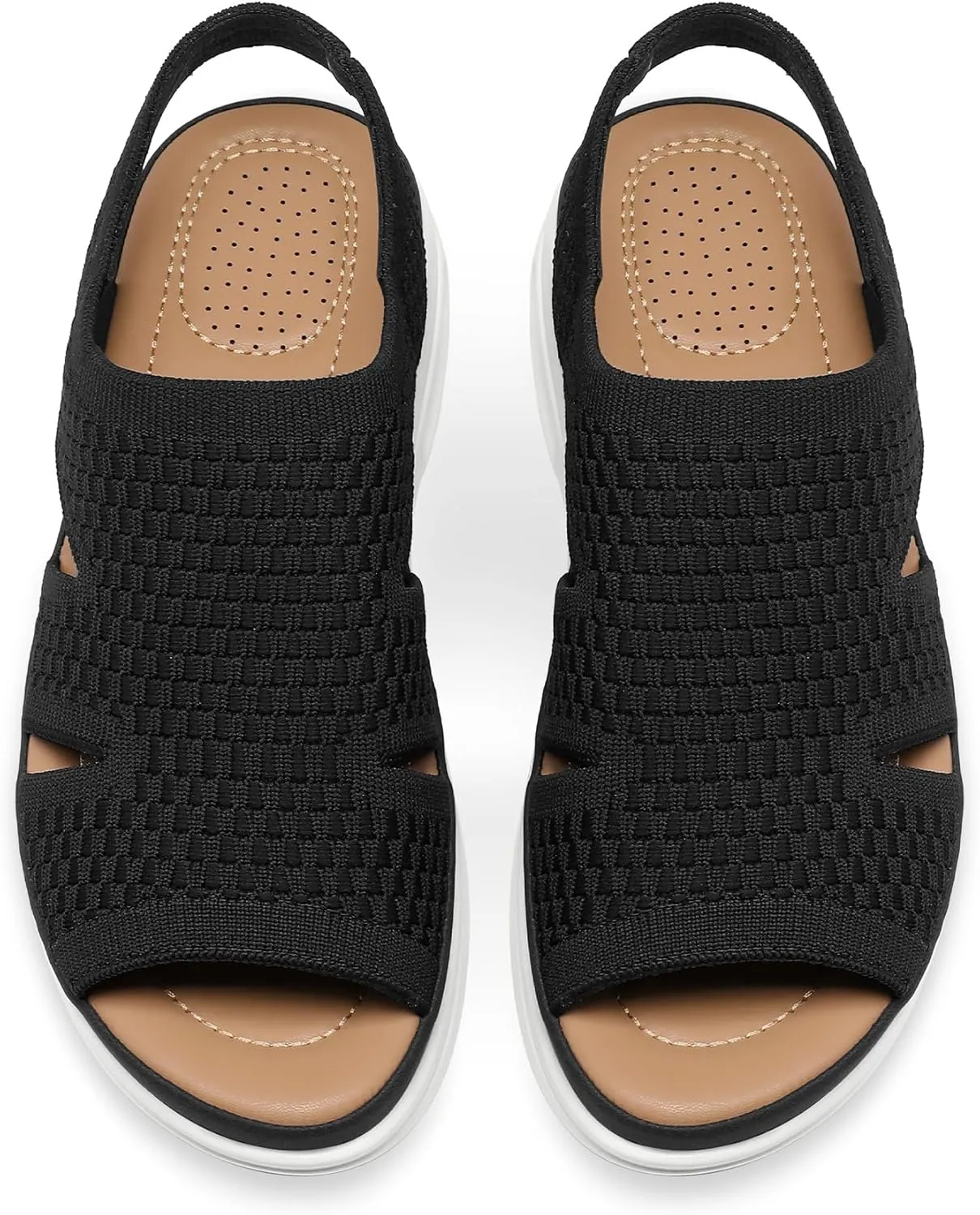 mysoft Womens Comfortable Walking Sandals Slip On Air Cushion Slingback Open Toe Platform Summer Shoes