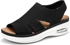 mysoft Womens Comfortable Walking Sandals Slip On Air Cushion Slingback Open Toe Platform Summer Shoes