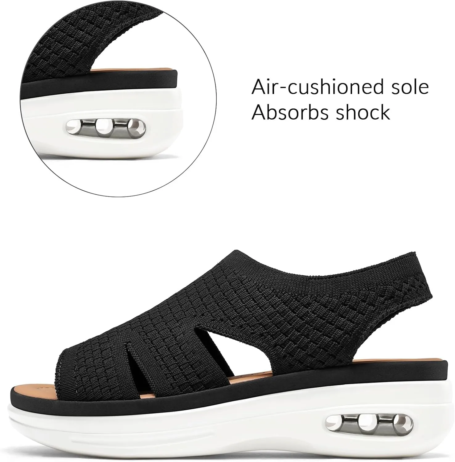 mysoft Womens Comfortable Walking Sandals Slip On Air Cushion Slingback Open Toe Platform Summer Shoes