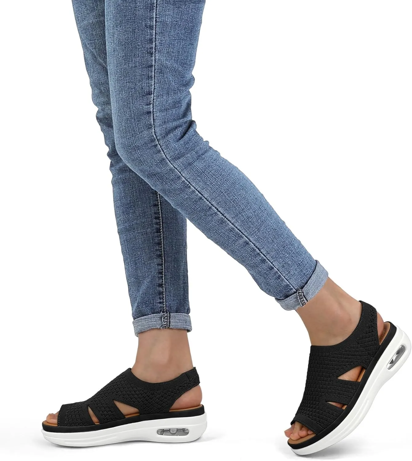 mysoft Womens Comfortable Walking Sandals Slip On Air Cushion Slingback Open Toe Platform Summer Shoes