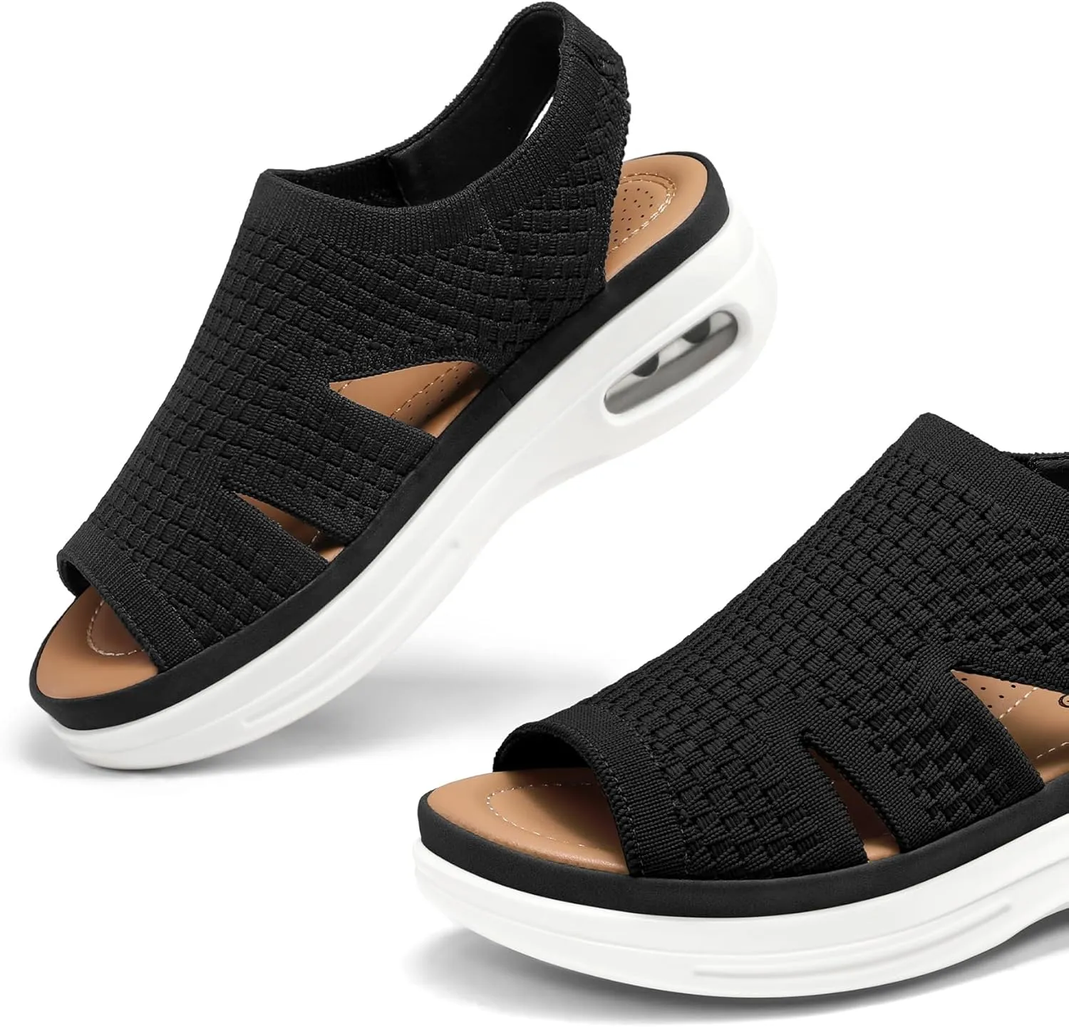 mysoft Womens Comfortable Walking Sandals Slip On Air Cushion Slingback Open Toe Platform Summer Shoes