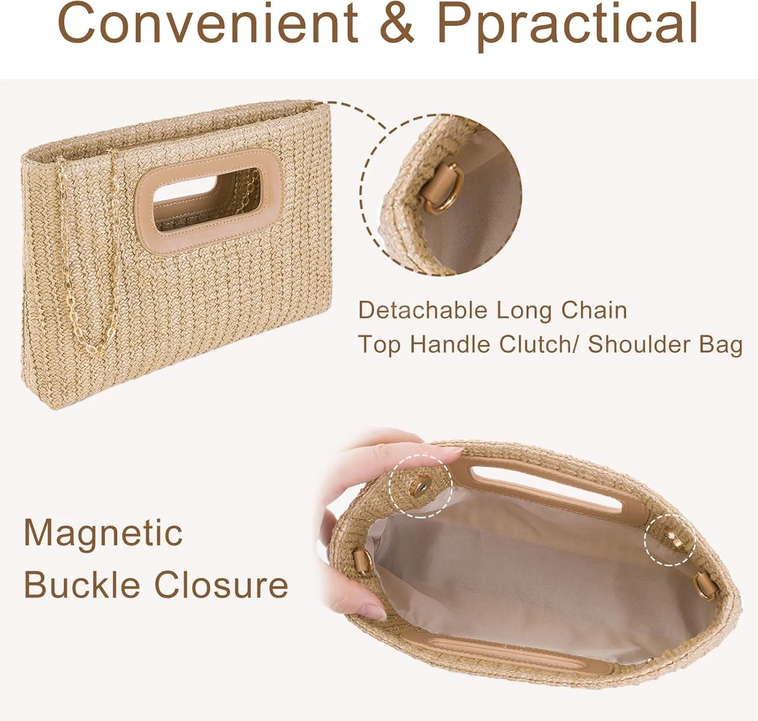 Natural Straw Flat Clutch Women 2025 Boho Purse Top Handle Crossbody Handbag Stylish Woven Envelope Wallet Evening