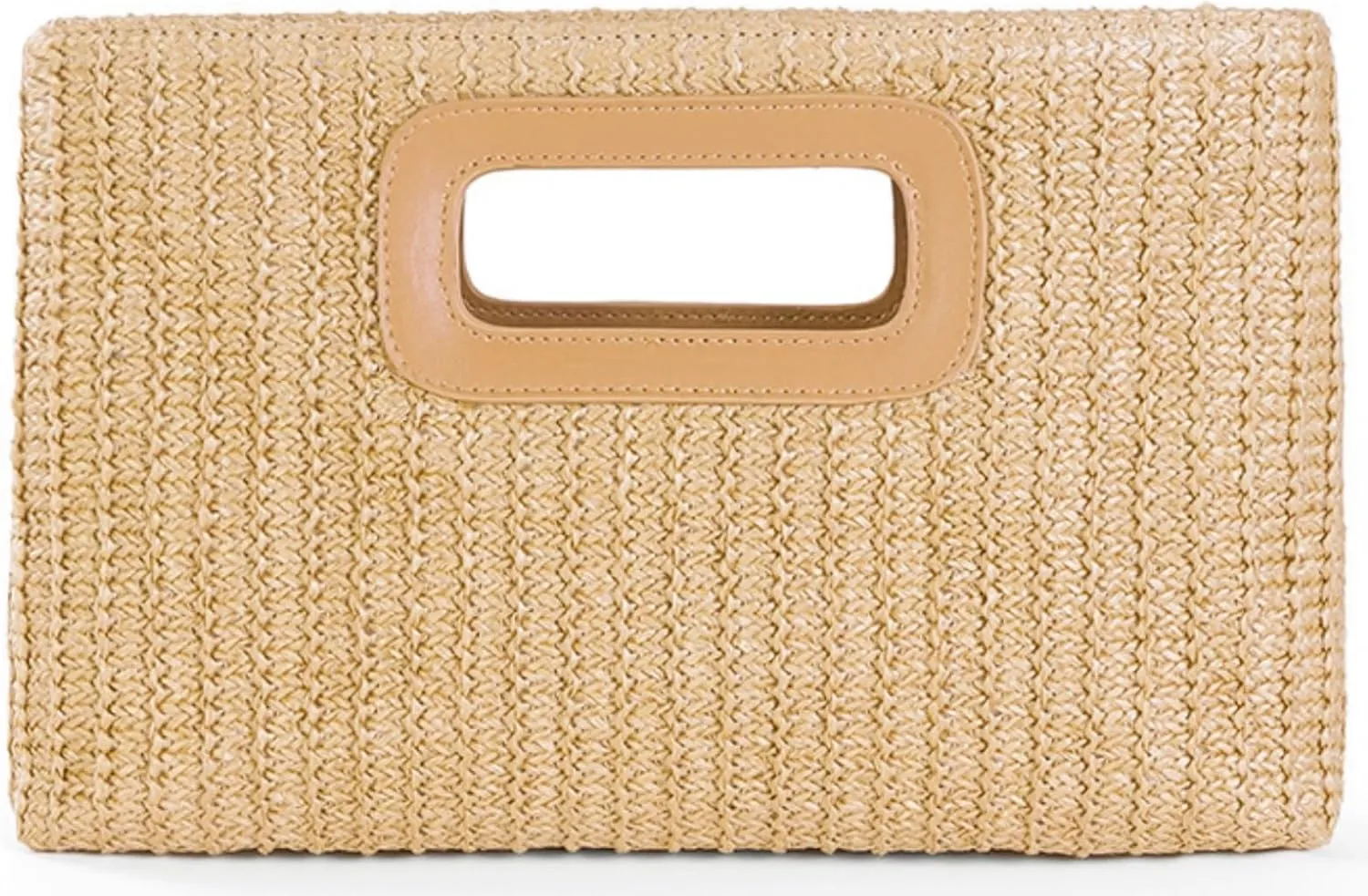 Natural Straw Flat Clutch Women 2025 Boho Purse Top Handle Crossbody Handbag Stylish Woven Envelope Wallet Evening