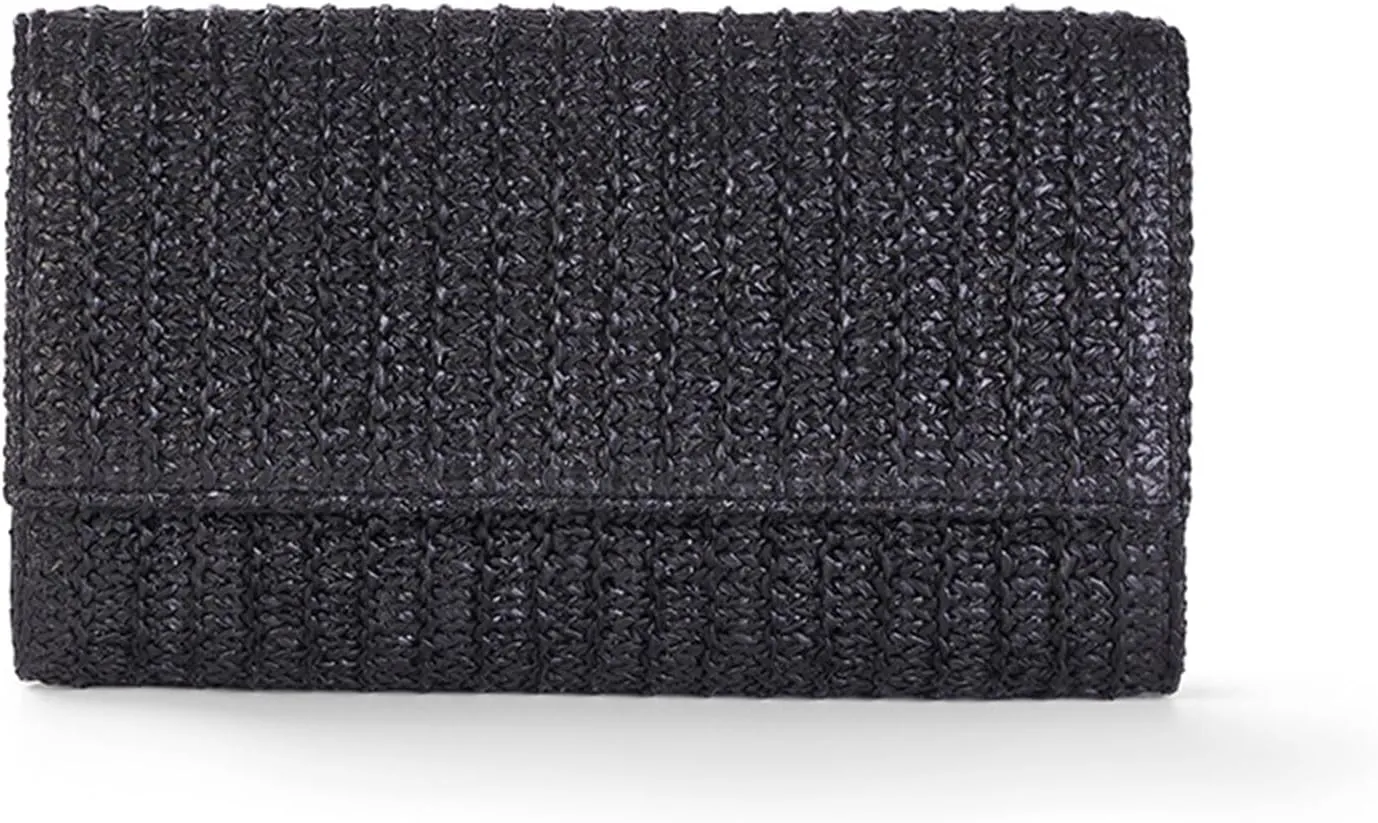 Natural Straw Flat Clutch Women 2025 Boho Purse Top Handle Crossbody Handbag Stylish Woven Envelope Wallet Evening