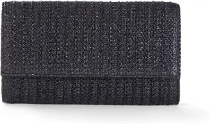 Natural Straw Flat Clutch Women 2025 Boho Purse Top Handle Crossbody Handbag Stylish Woven Envelope Wallet Evening