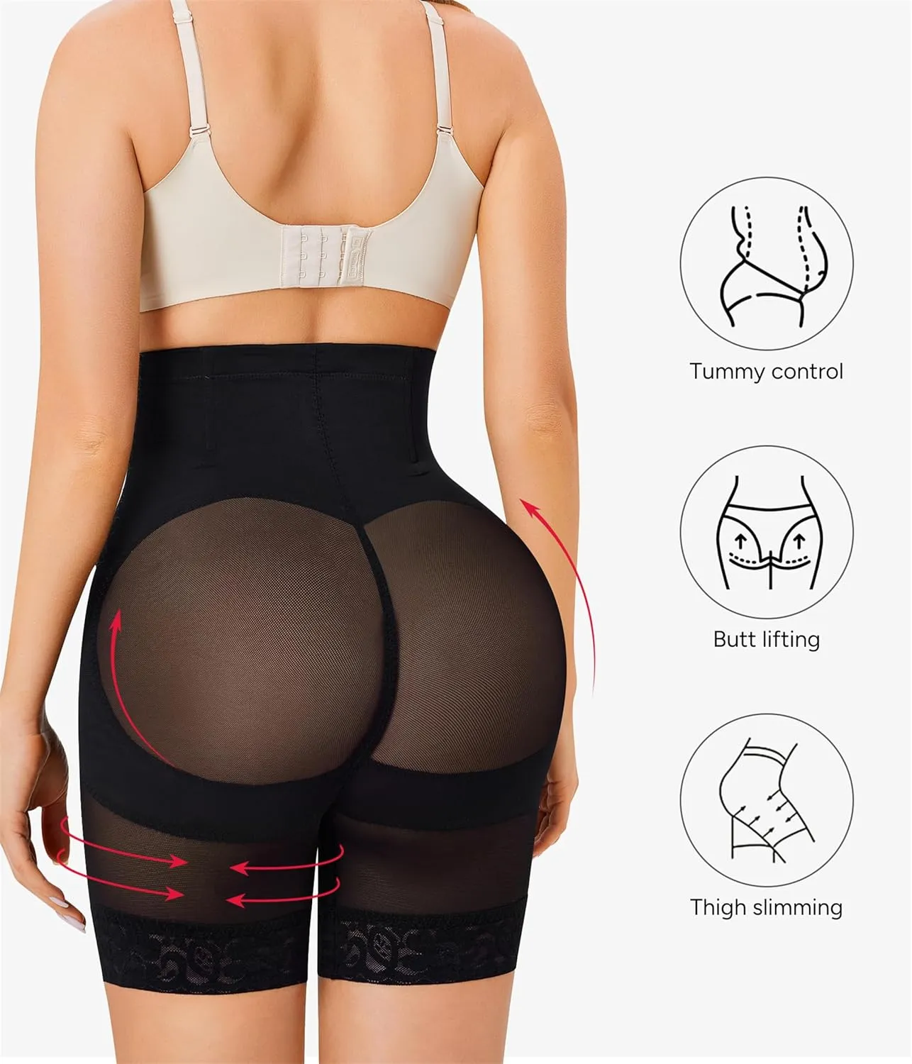 Nebility Shapewear Tummy Control Body Shaper High Waisted Butt Lifting Panties Shapewear Shorts Thigh Slimmer