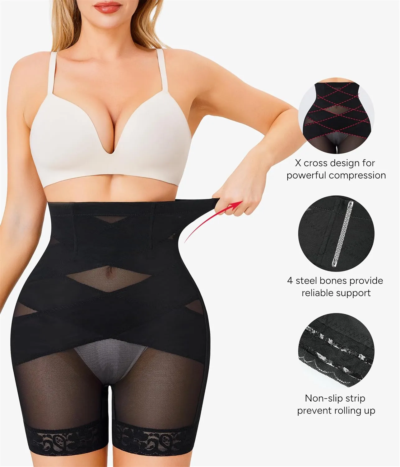Nebility Shapewear Tummy Control Body Shaper High Waisted Butt Lifting Panties Shapewear Shorts Thigh Slimmer