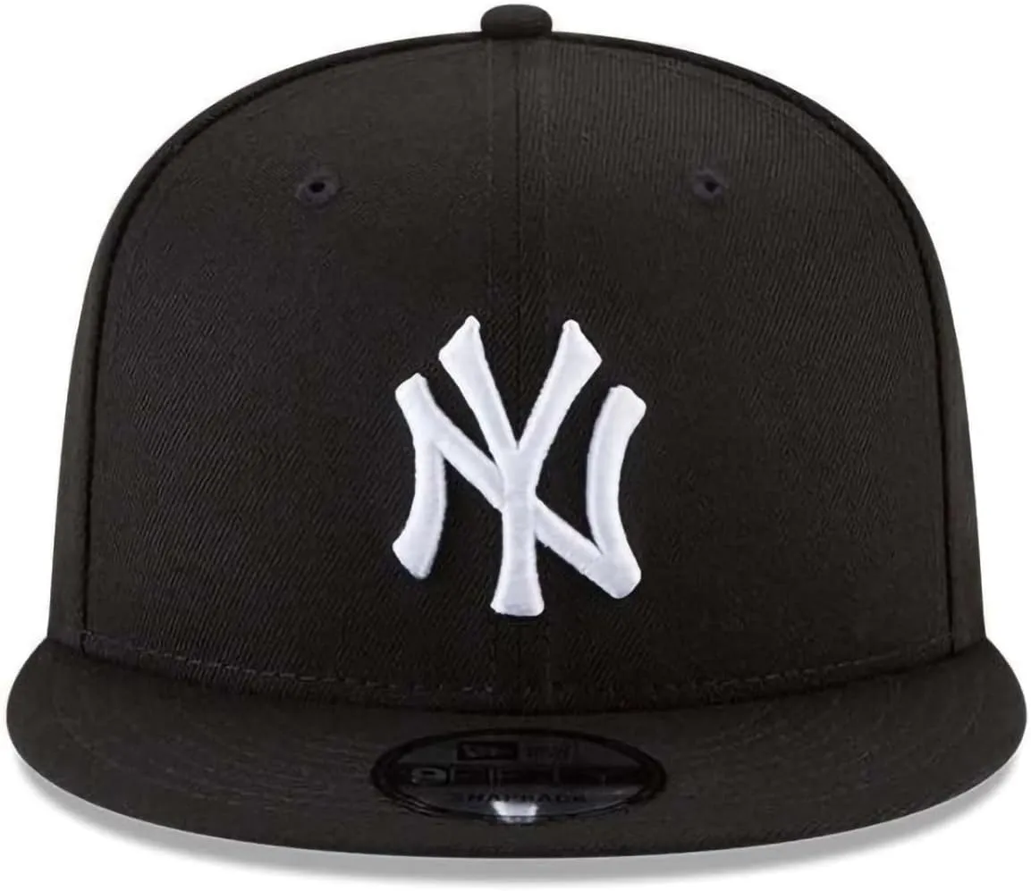 New Era Unisex-Adult MLB 9Fifty Black White Primary Logo Adjustable Snapback Hat Cap One Size Fits All