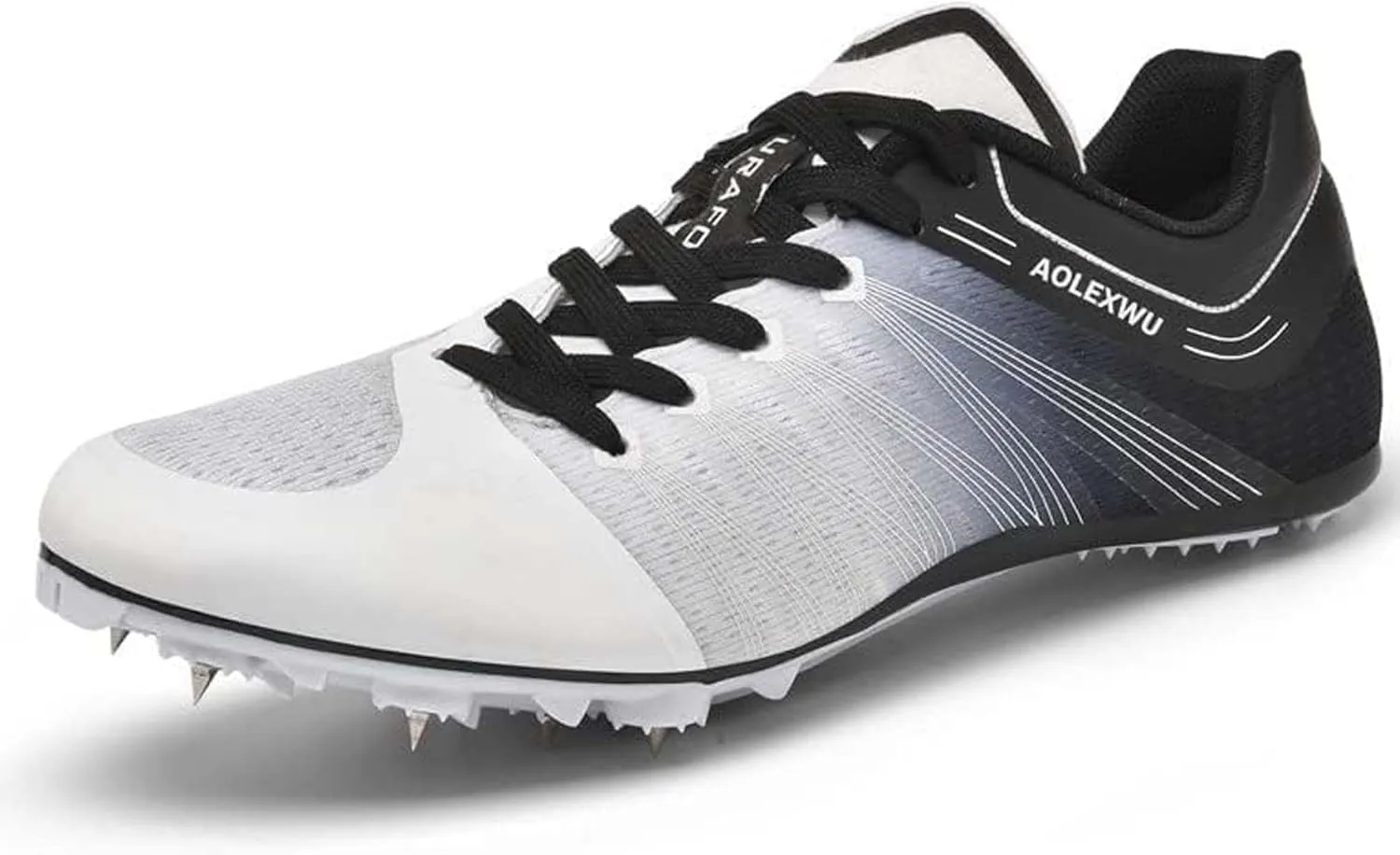 New Track and Field Shoes - Unisex, All Ages - Black - Mesh - Athletic - Minimal Cushioning - Lace-Up - Round Toe - Flat Heel - Sprint Running - Nail Spikes - US Size 12