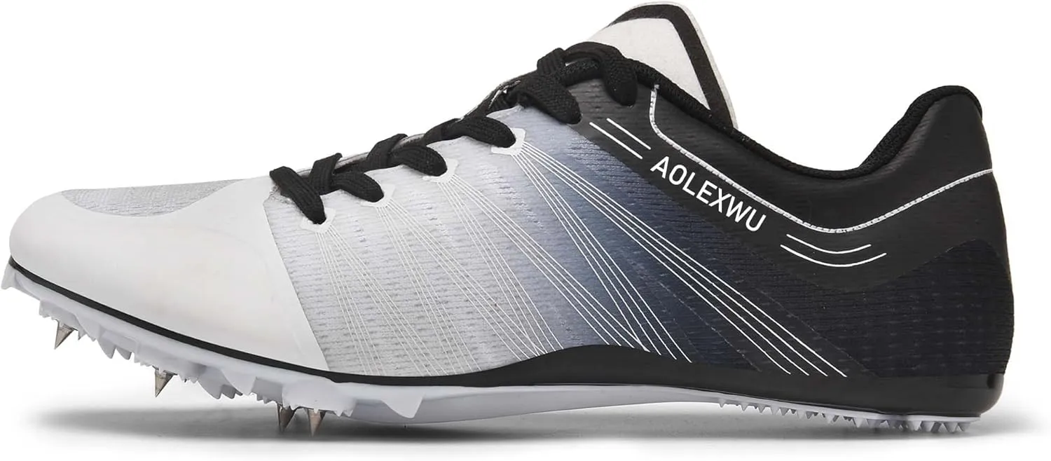 New Track and Field Shoes - Unisex, All Ages - Black - Mesh - Athletic - Minimal Cushioning - Lace-Up - Round Toe - Flat Heel - Sprint Running - Nail Spikes - US Size 12
