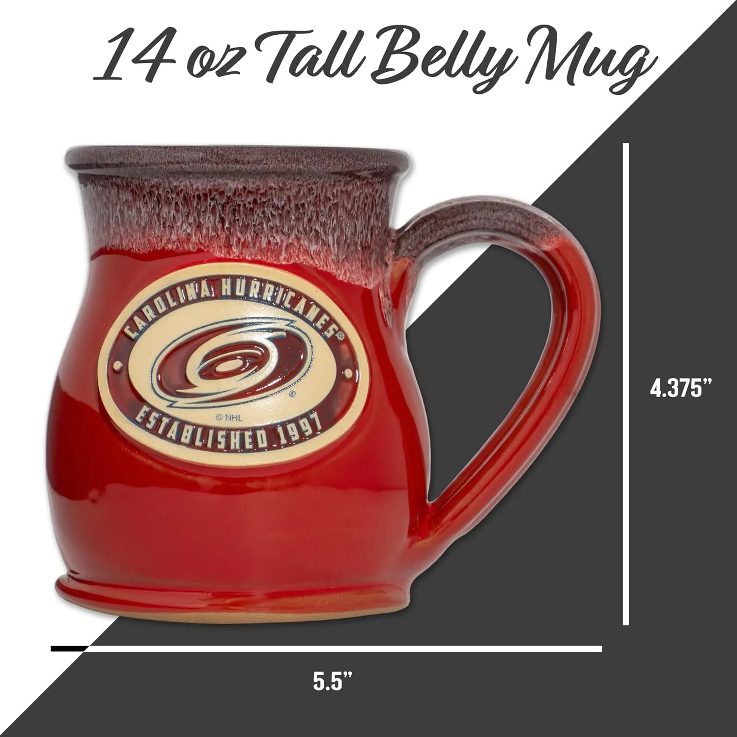 NHL Team 14-oz Two-Tone Tall Belly Mug, Handmade Large Ceramic Coffee Mug with Team Logo for True Fans, Premium Deneen Pottery Made in USA