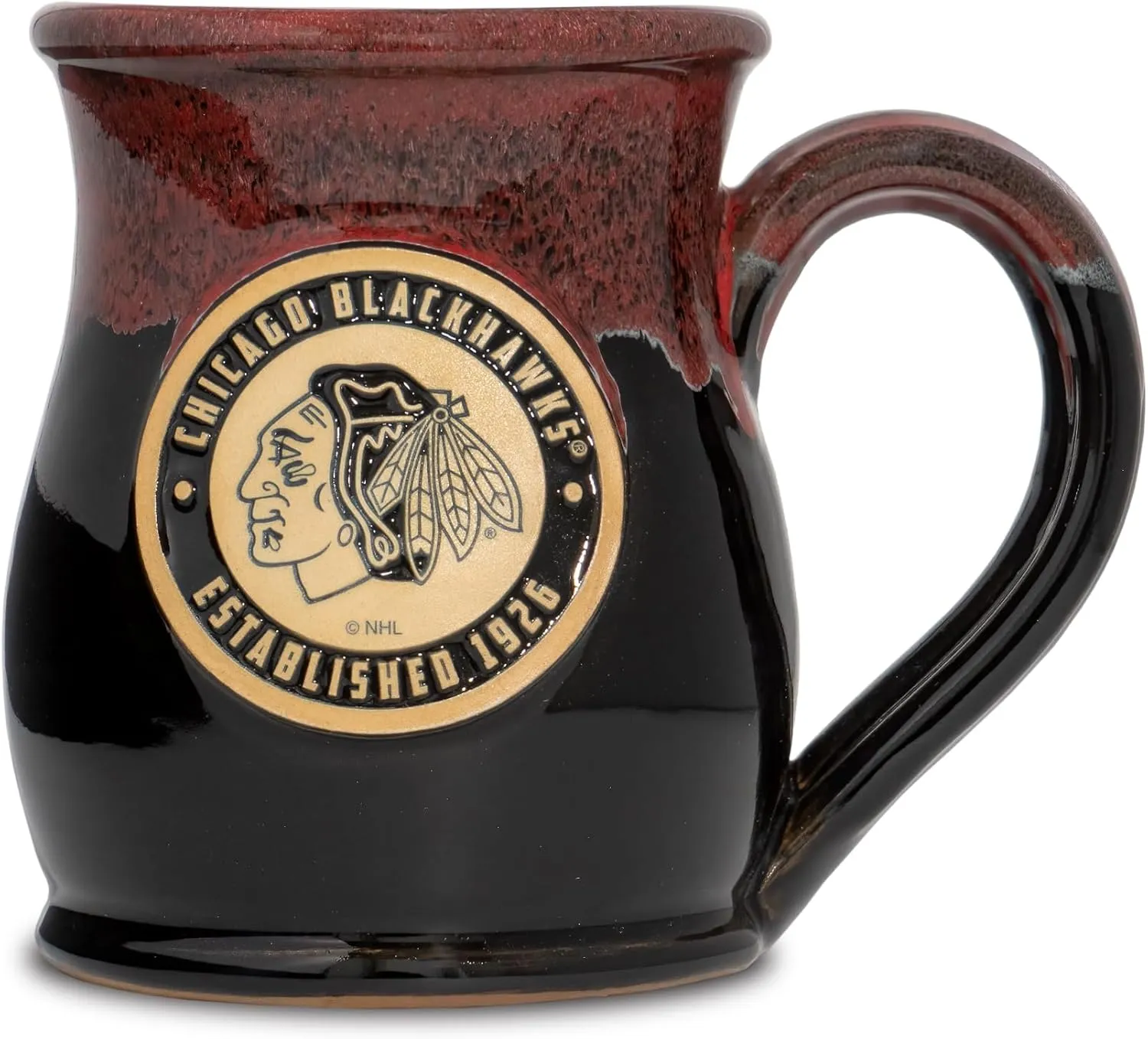 NHL Team 14-oz Two-Tone Tall Belly Mug, Handmade Large Ceramic Coffee Mug with Team Logo for True Fans, Premium Deneen Pottery Made in USA