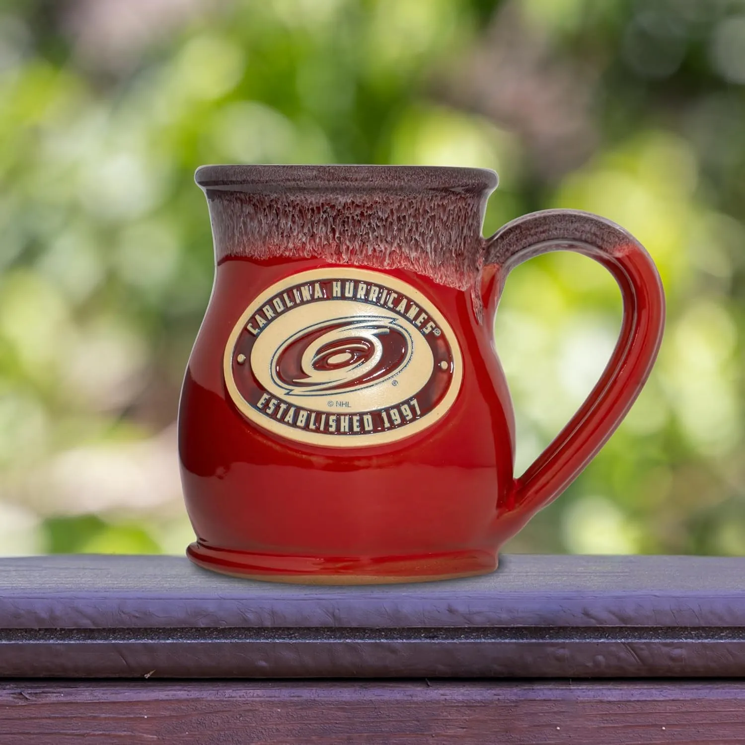 NHL Team 14-oz Two-Tone Tall Belly Mug, Handmade Large Ceramic Coffee Mug with Team Logo for True Fans, Premium Deneen Pottery Made in USA