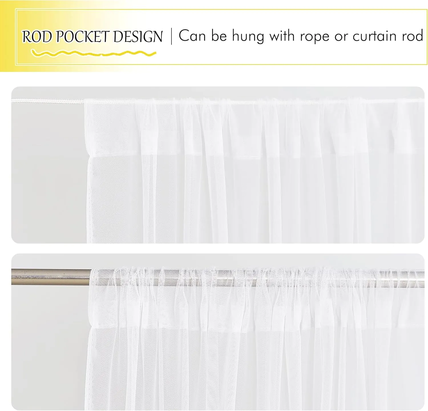 NICETOWN 2 Panels Outdoor Mosquito Netting for Patio Waterproof, Extra Wide 118" Airy Mesh Net Outdoor Sheer Curtains Privacy, Rod Pocket DIY Adjustable Length & Width for Sunroom, W118 x L98, White