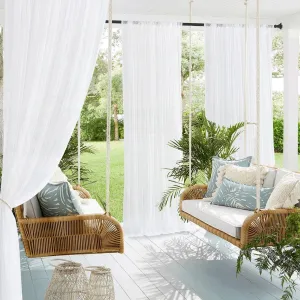 NICETOWN 2 Panels Outdoor Mosquito Netting for Patio Waterproof, Extra Wide 118" Airy Mesh Net Outdoor Sheer Curtains Privacy, Rod Pocket DIY Adjustable Length & Width for Sunroom, W118 x L98, White