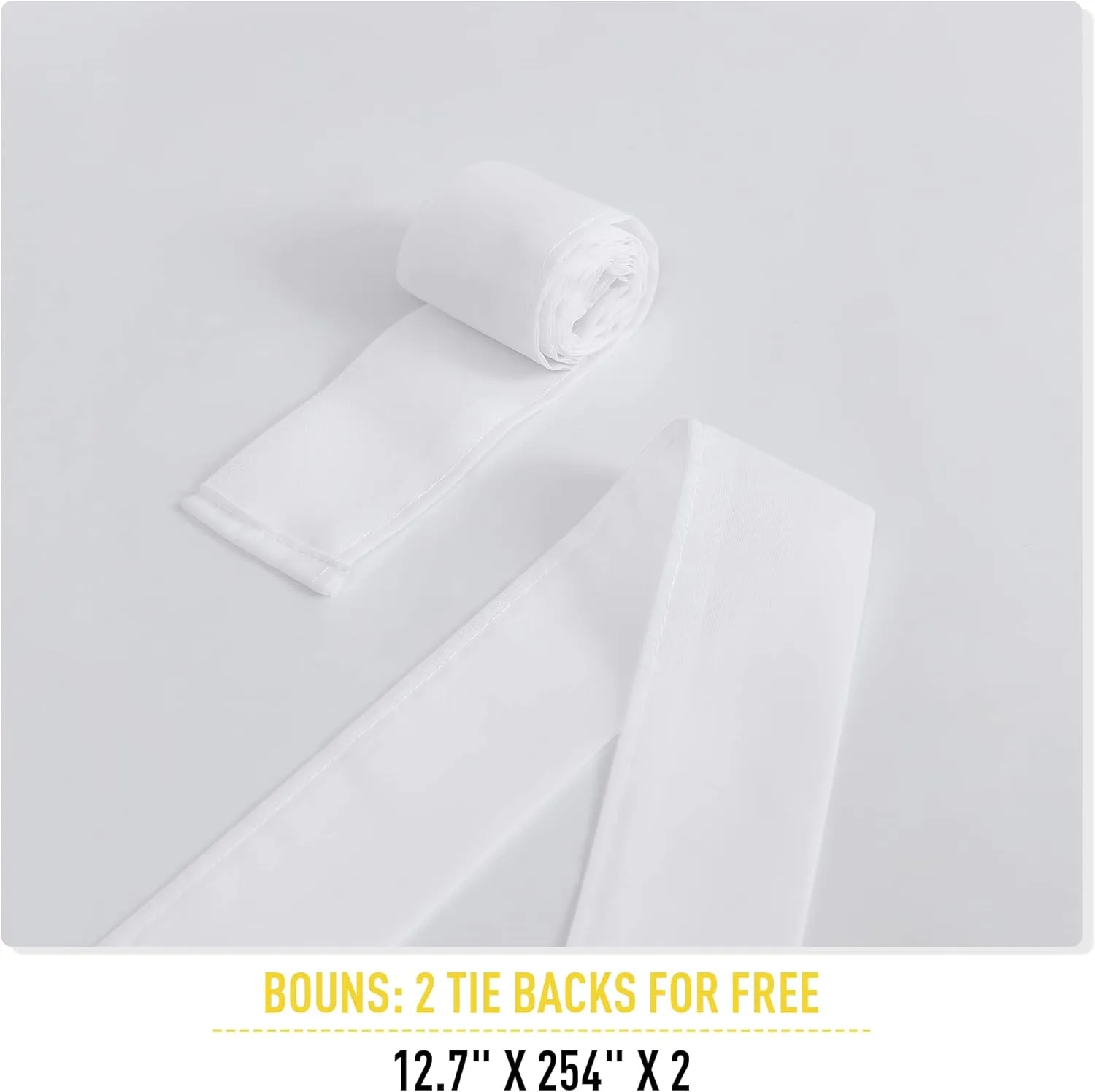 NICETOWN Voile Sheer White Ruffle Curtains, Rod Pocket 3 Layers Privacy Bedroom Shabby Chic Curtains with Valance & 2 Bouns Tie Backs for Bed Canopy/Door Way, W100 x L84, 1 Piece