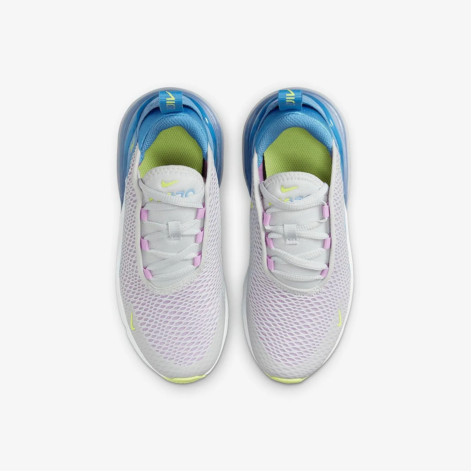 Nike Air Max 270 Little Kids' Shoes (IB4404-043, Pure Platinum/Rush Fuchsia/Blue Beyond/Light Lemon Twist)