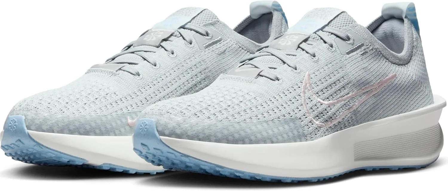 Nike Interact Run Women's Road Running Shoes (FD2292-012, Light Smoke Grey/Psychic Blue/Summit White/Echo Pink)