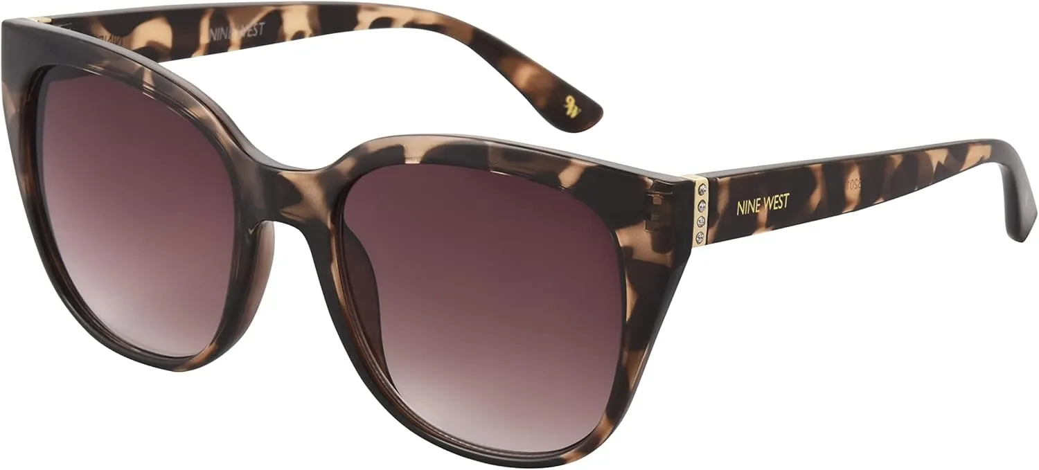 Nine West Women's Shayna Sunglasses Cat Eye, Brown Tortoise, 52mm
