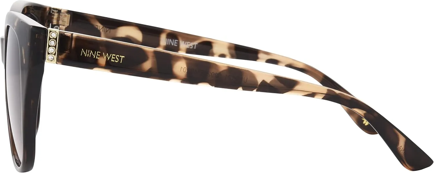 Nine West Women's Shayna Sunglasses Cat Eye, Brown Tortoise, 52mm