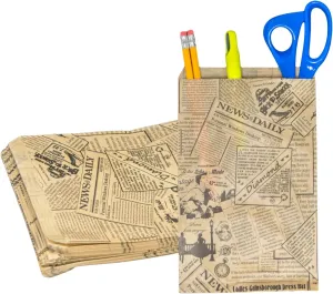 Novel Box 100 Pack Newsprint Kraft Print Flat Merchandise Bags 6x9 Inches - Stylish Bag for Birthday Gifts - Bulk Paper Storage Bags for Goody, Shopping, Wedding Anniversary & Special Occasions