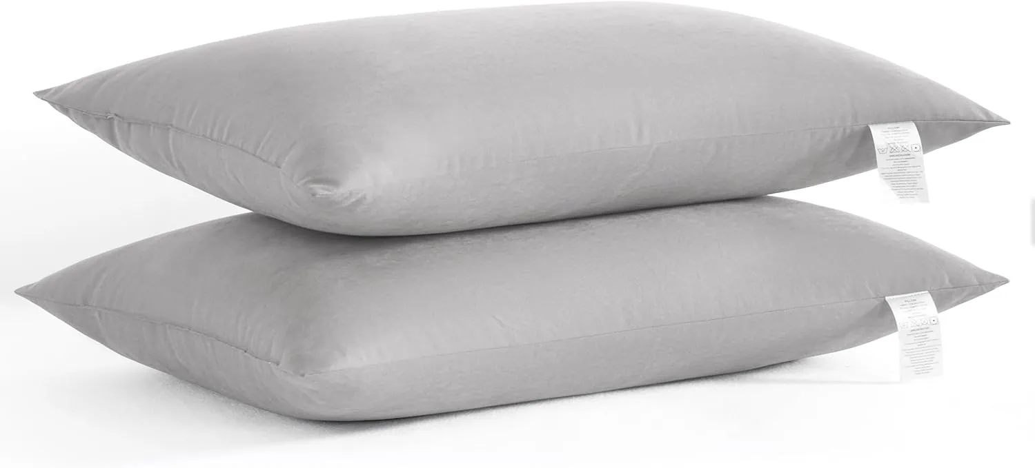 NTBAY Down Alternative Bed Pillows, Pillows Queen Size Set of 2, Machine Washable Pillows for Back, Stomach or Side Sleepers, Soft Hotel Collection Pillows for Sleeping, Light Grey