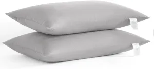 NTBAY Down Alternative Bed Pillows, Pillows Queen Size Set of 2, Machine Washable Pillows for Back, Stomach or Side Sleepers, Soft Hotel Collection Pillows for Sleeping, Light Grey