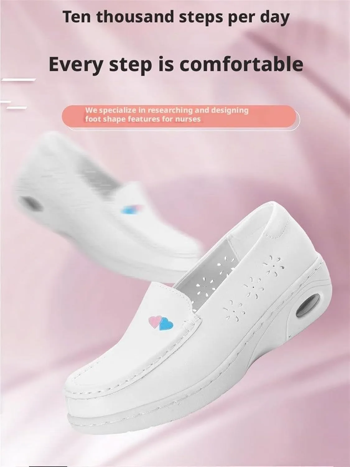 Nursing Shoes Slip On Lightweight White Women Arch Support Comfortable Healthcare Shoes for Work