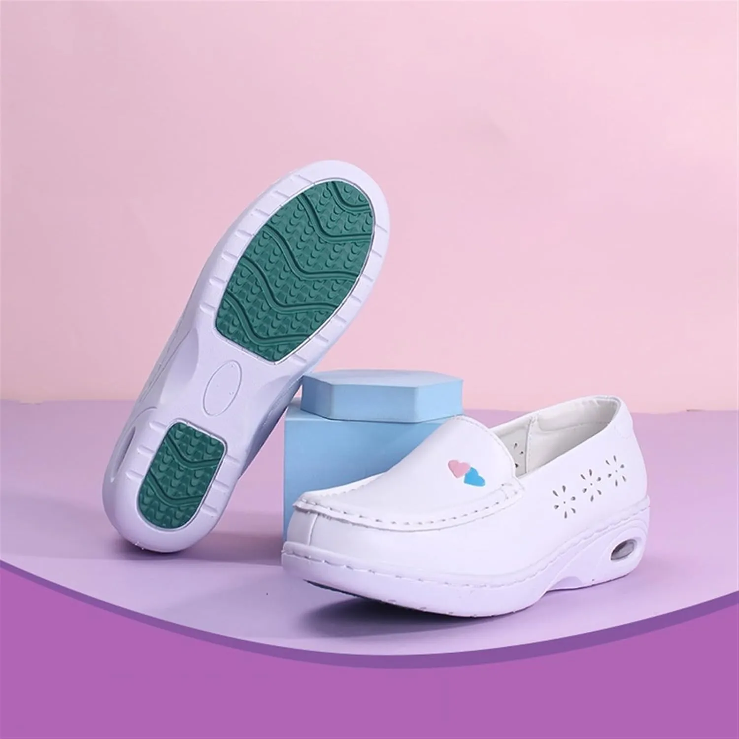 Nursing Shoes Slip On Lightweight White Women Arch Support Comfortable Healthcare Shoes for Work