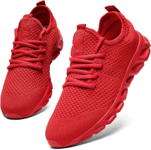 Oltyutc Slip On Tennis Shoes Women's Lightweight Gym Running Sneakers Breathable Fashion Walking Comfortable Work Shoes Red 7