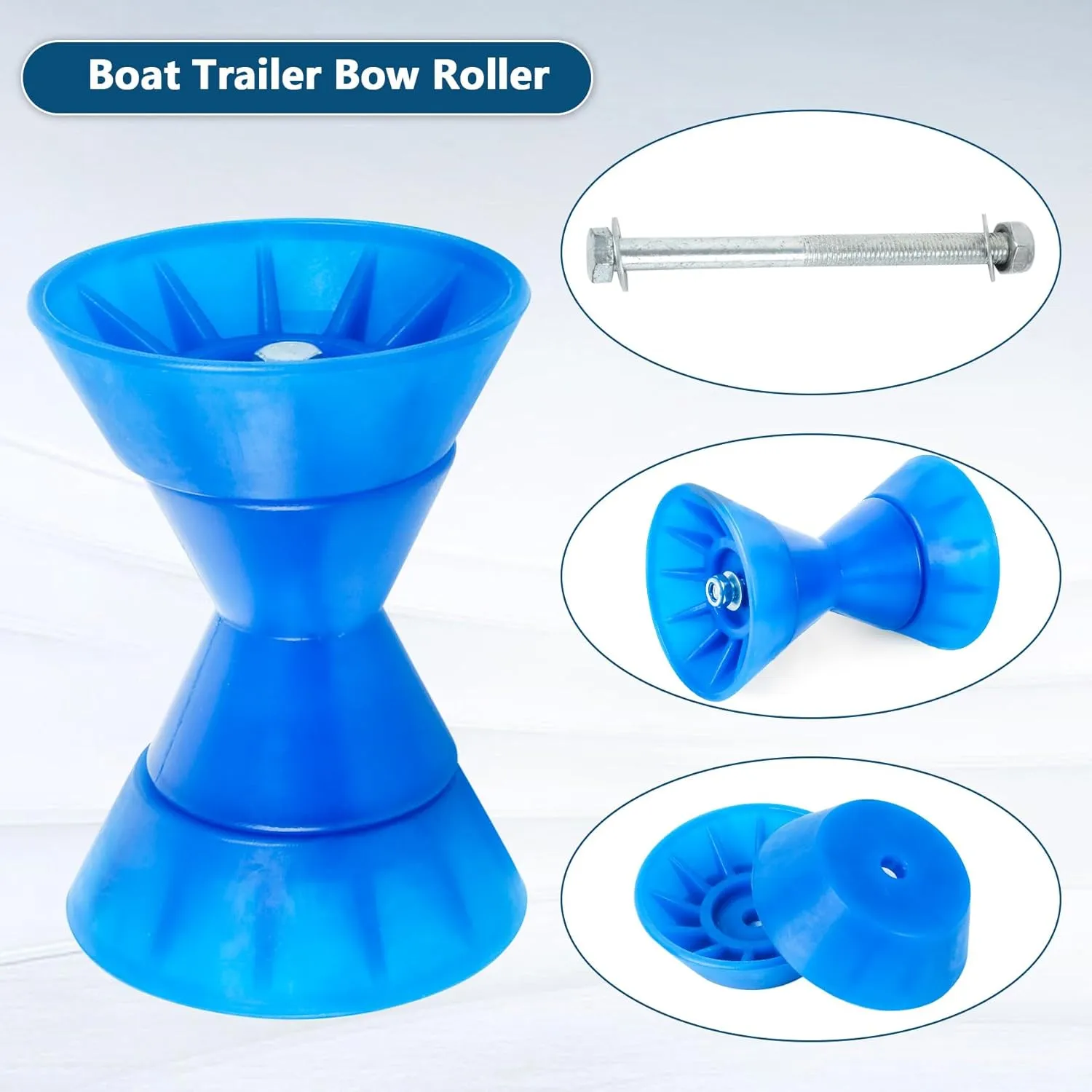 ORLANG 3 Inch/4 Inch Heavy Duty Boat Trailer Roller, Bow Roller with End Bells and 1/2 in Shaft,Boat Rollers for Trailer, Boat Trailer Bow Stop - Blue/Yellow/Black