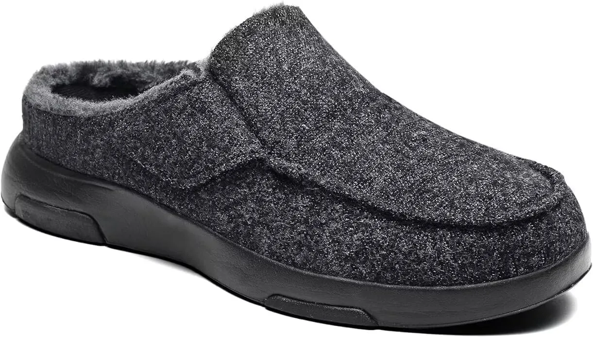 OrthoComfoot Mens Orthopedic Slippers Shoes with Arch Support: Plantar Fasciitis House Slip On Loafers, Comfortable Moccasin Mule Clogs for Indoor Outdoor