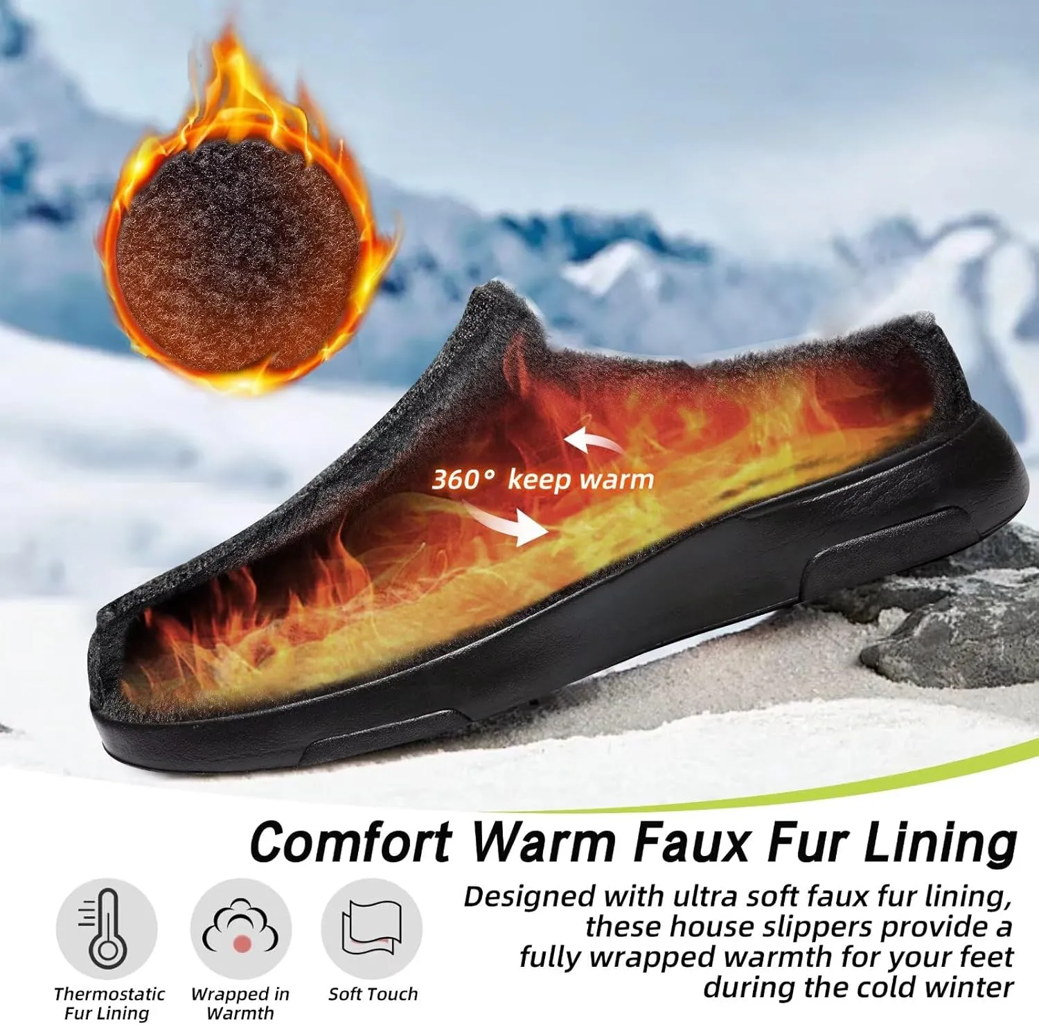 OrthoComfoot Mens Orthopedic Slippers Shoes with Arch Support: Plantar Fasciitis House Slip On Loafers, Comfortable Moccasin Mule Clogs for Indoor Outdoor
