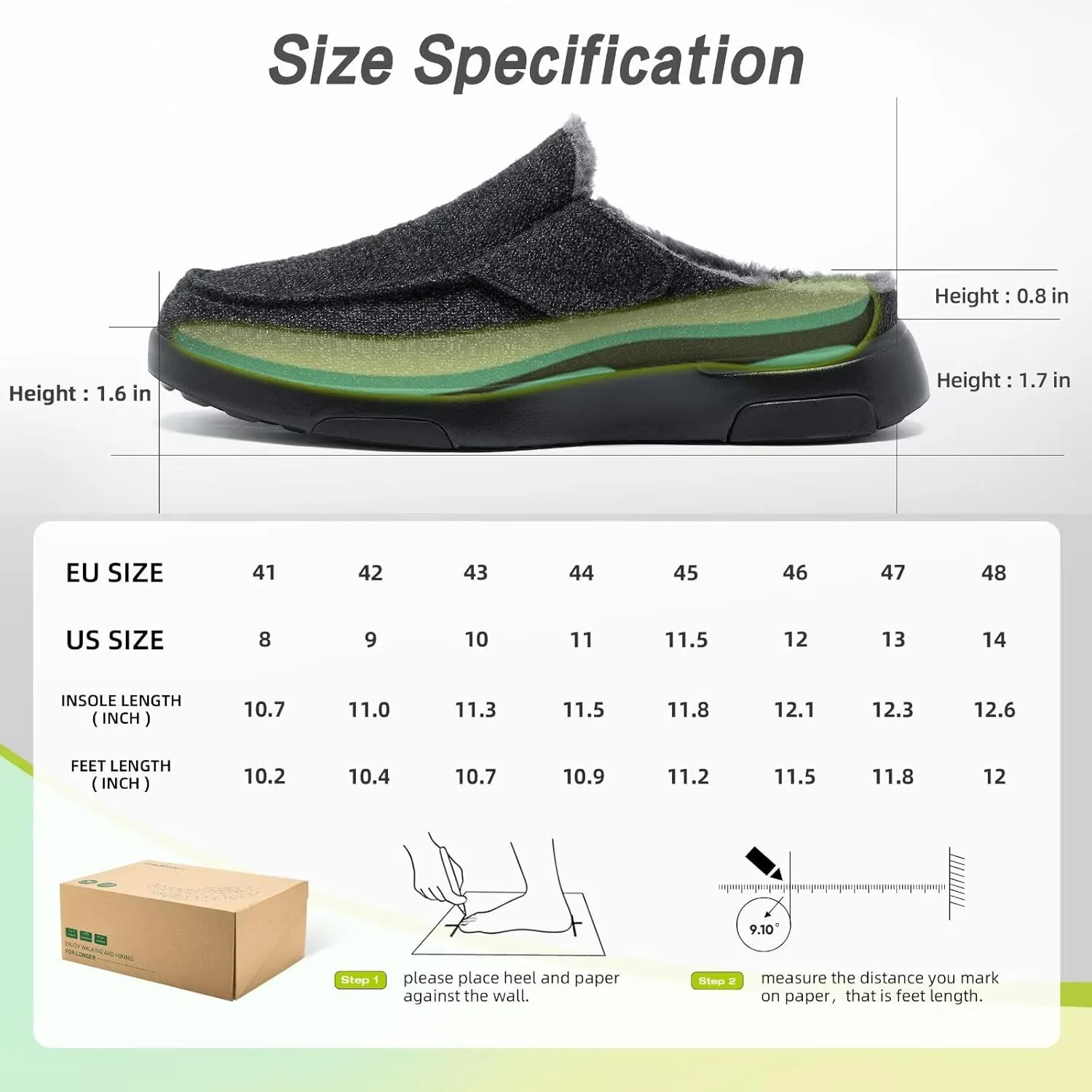 OrthoComfoot Mens Orthopedic Slippers Shoes with Arch Support: Plantar Fasciitis House Slip On Loafers, Comfortable Moccasin Mule Clogs for Indoor Outdoor