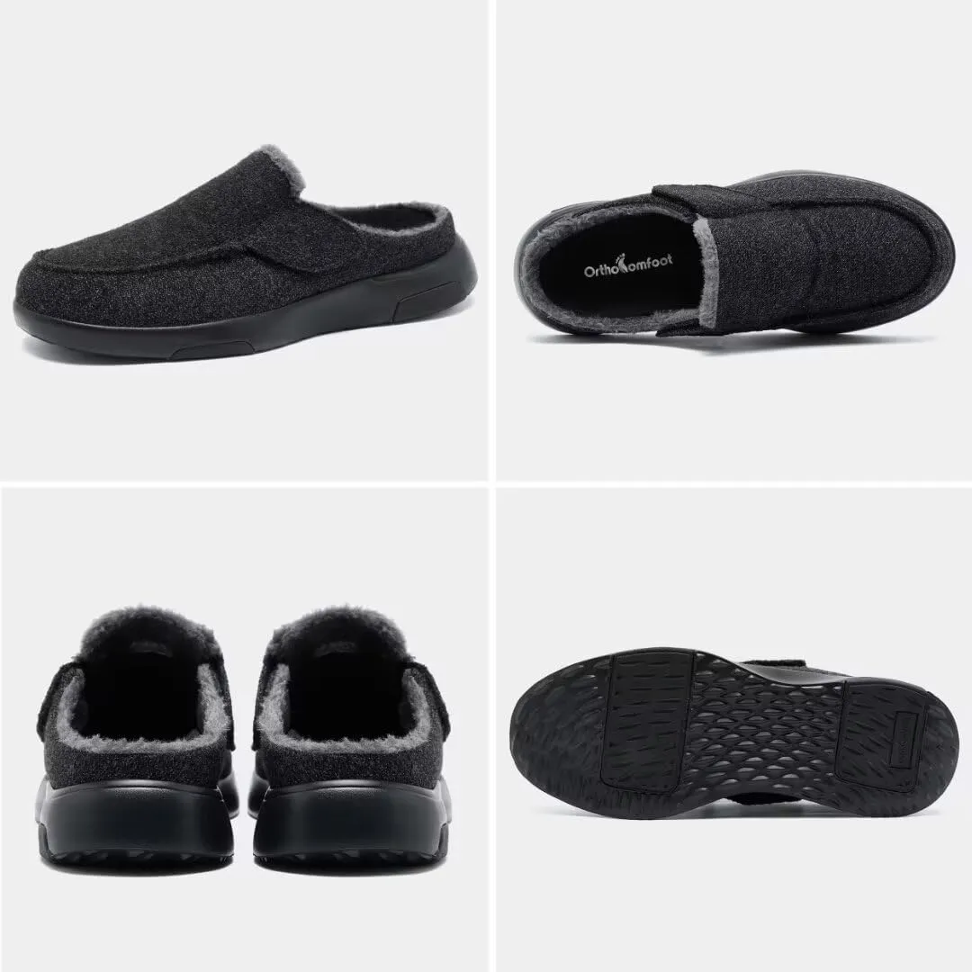 OrthoComfoot Mens Orthopedic Slippers Shoes with Arch Support: Plantar Fasciitis House Slip On Loafers, Comfortable Moccasin Mule Clogs for Indoor Outdoor