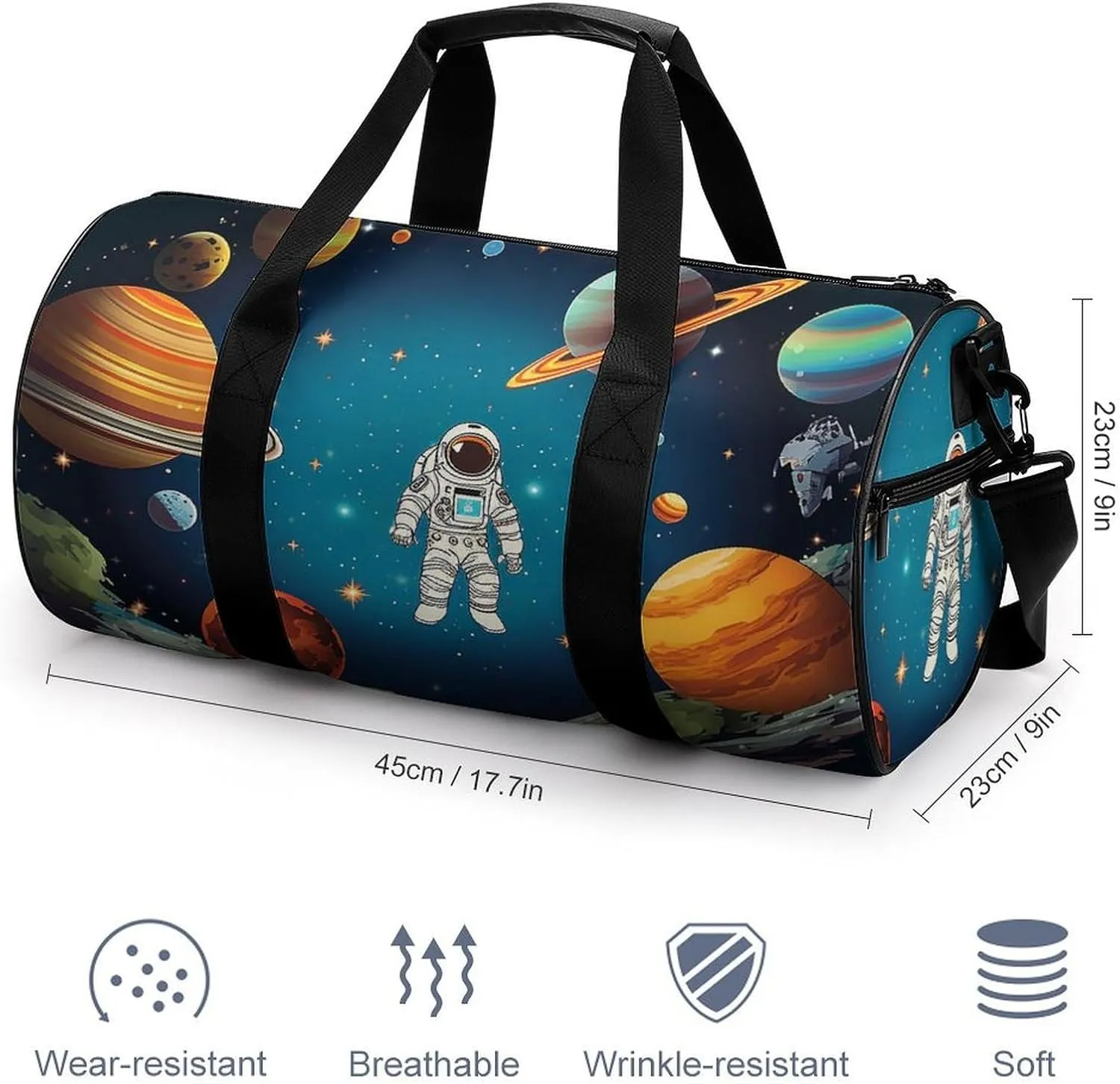 Outer Space Rocket Astronaut Duffel Bag for Men Women Gym Bag Sports Small Overnight Bag for Travel Weekender