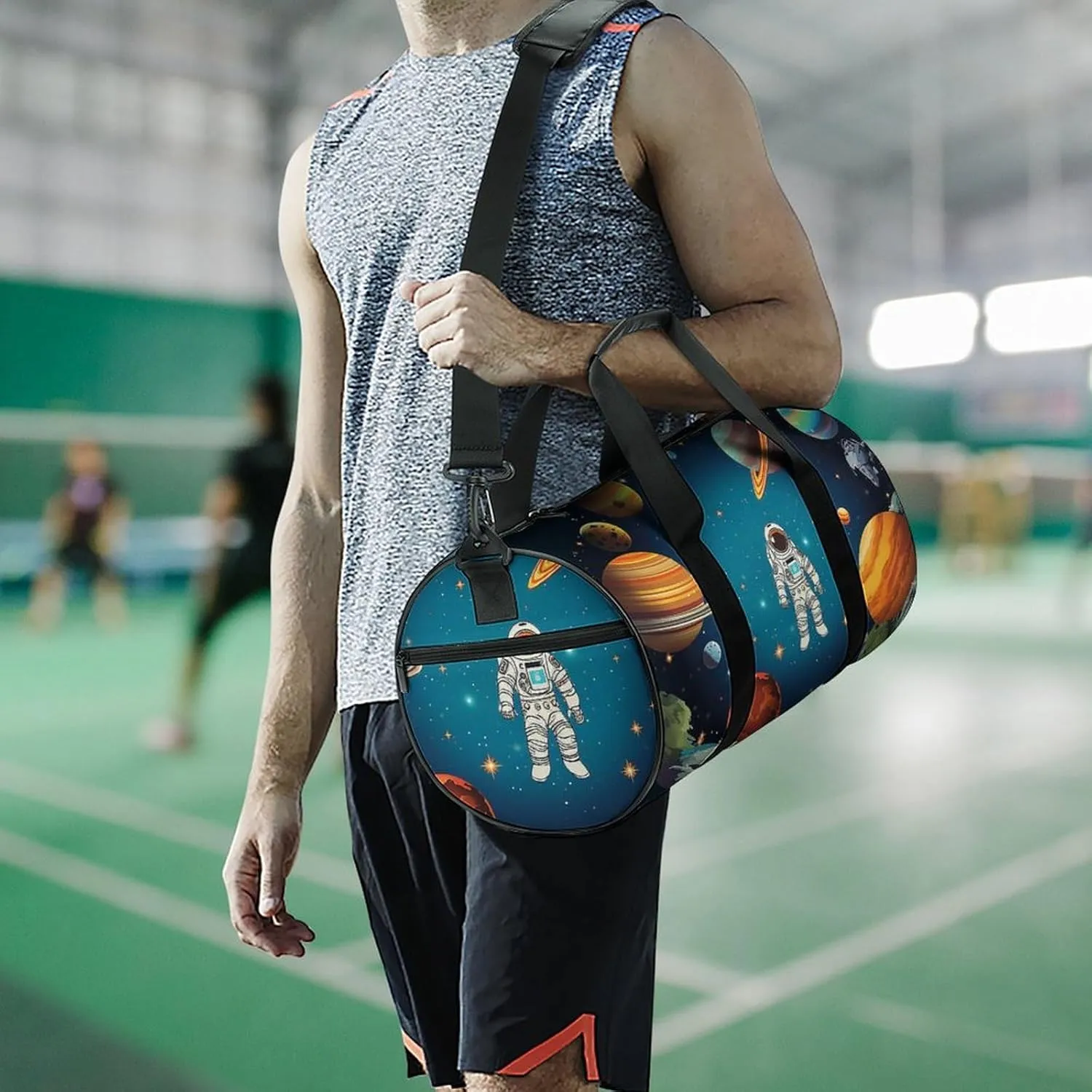 Outer Space Rocket Astronaut Duffel Bag for Men Women Gym Bag Sports Small Overnight Bag for Travel Weekender