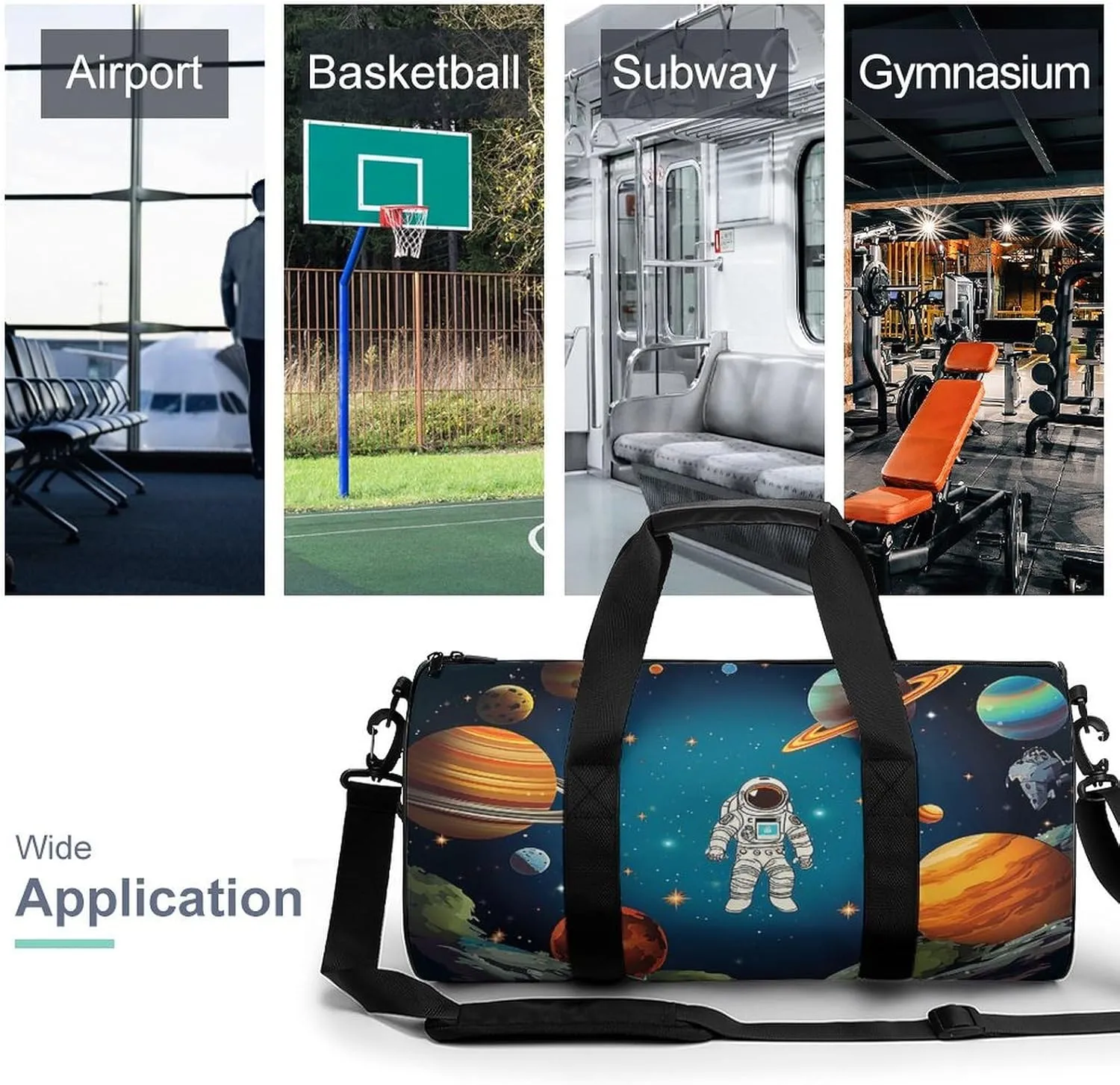 Outer Space Rocket Astronaut Duffel Bag for Men Women Gym Bag Sports Small Overnight Bag for Travel Weekender