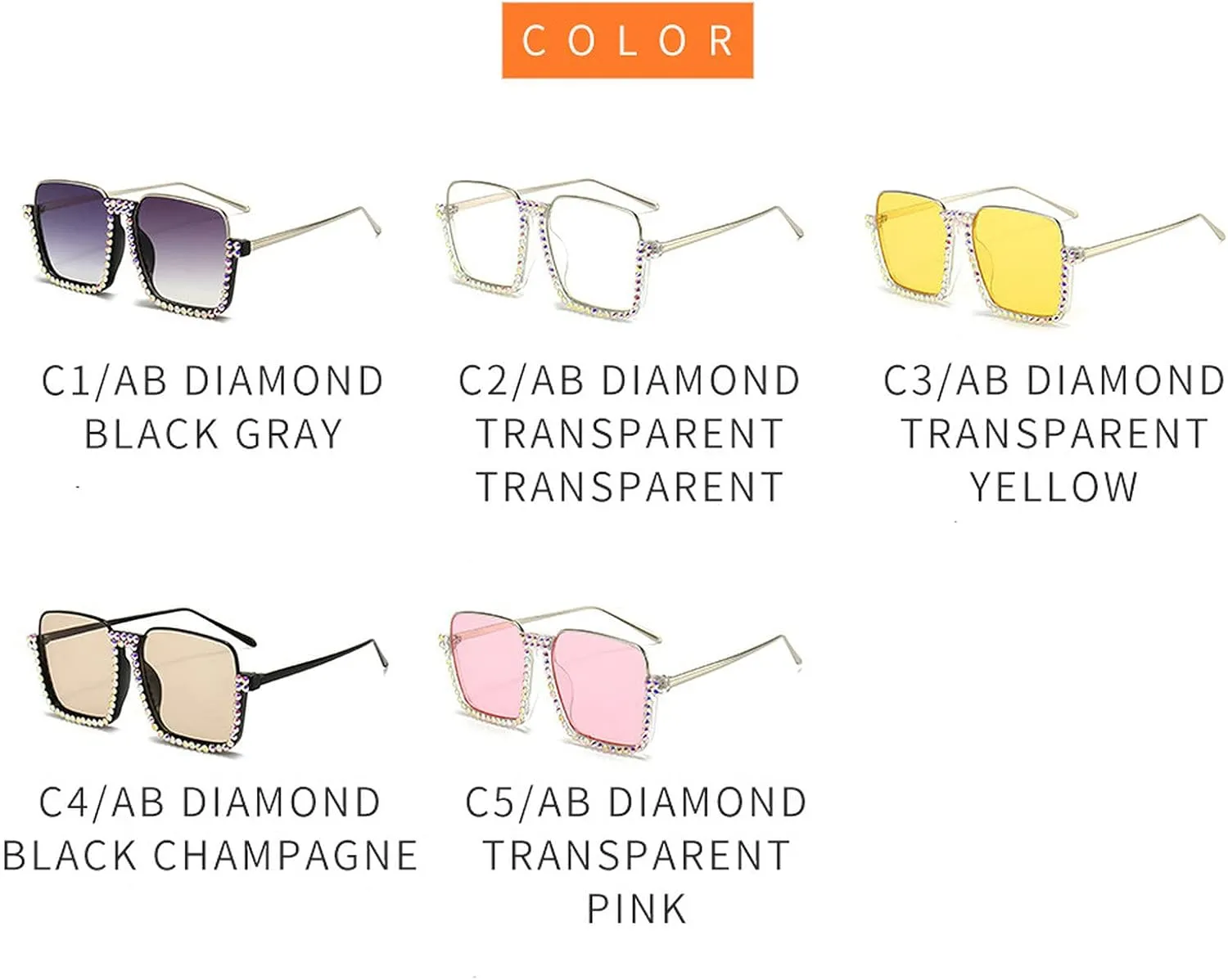 Oversized Diamond Sunglasses Women Rhinestone Square Sunglasses Vintage Men Bling Party Sunglasses Eyewear