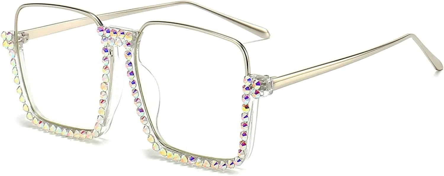 Oversized Diamond Sunglasses Women Rhinestone Square Sunglasses Vintage Men Bling Party Sunglasses Eyewear