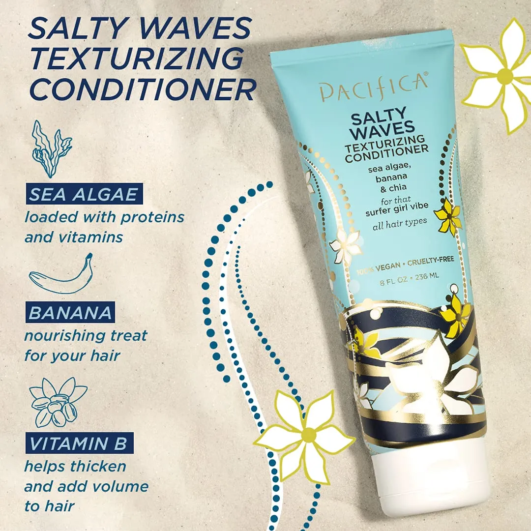 Pacifica Beauty Salty Waves Texturizing Shampoo   Texturizing Conditioner | For All Hair Types | Perfect and Effortless Beach Hair | 100% Vegan & Cruelty Free | Sulfate   Paraben Free